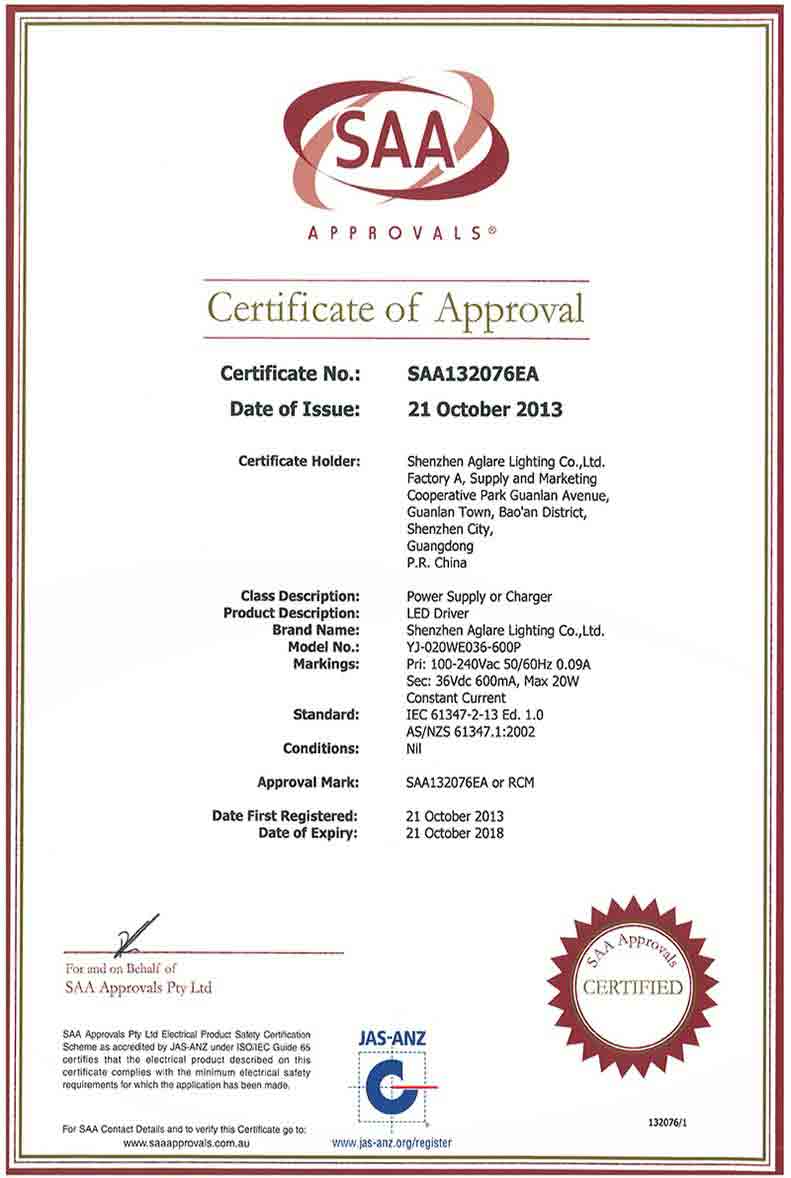 LED driver Certificate