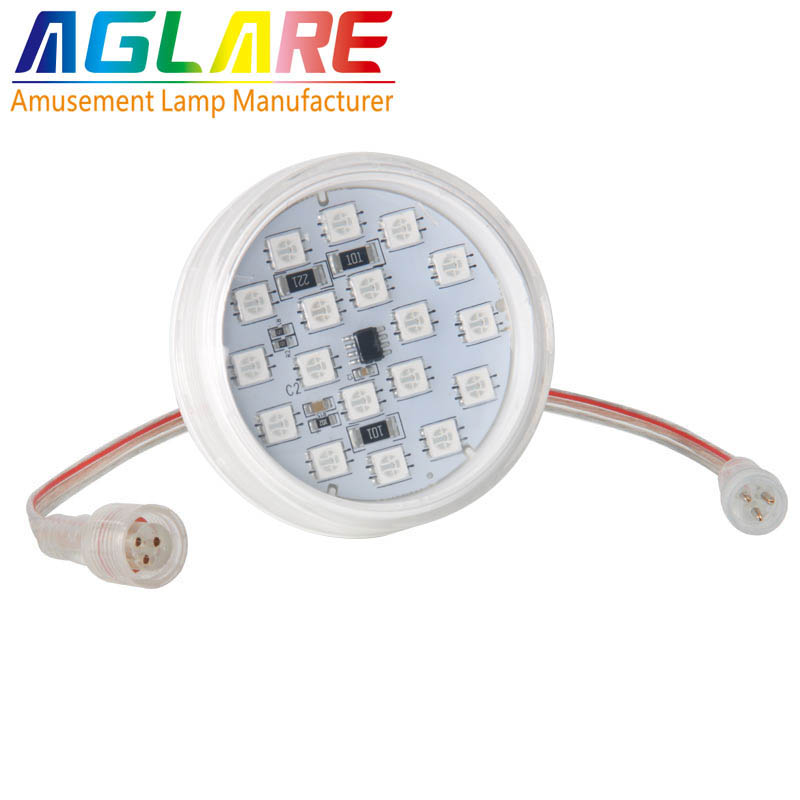 60mm led rgb 18pcs flat and round cover led pixel light amusement rides